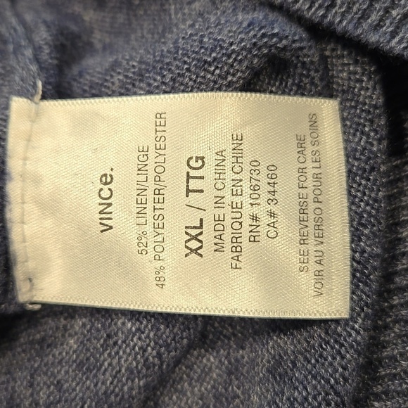 VINCE MEN'S LINEN BLEND V-NECK PULLOVER SWEATER. SIZE XXL. - Picture 5 of 10